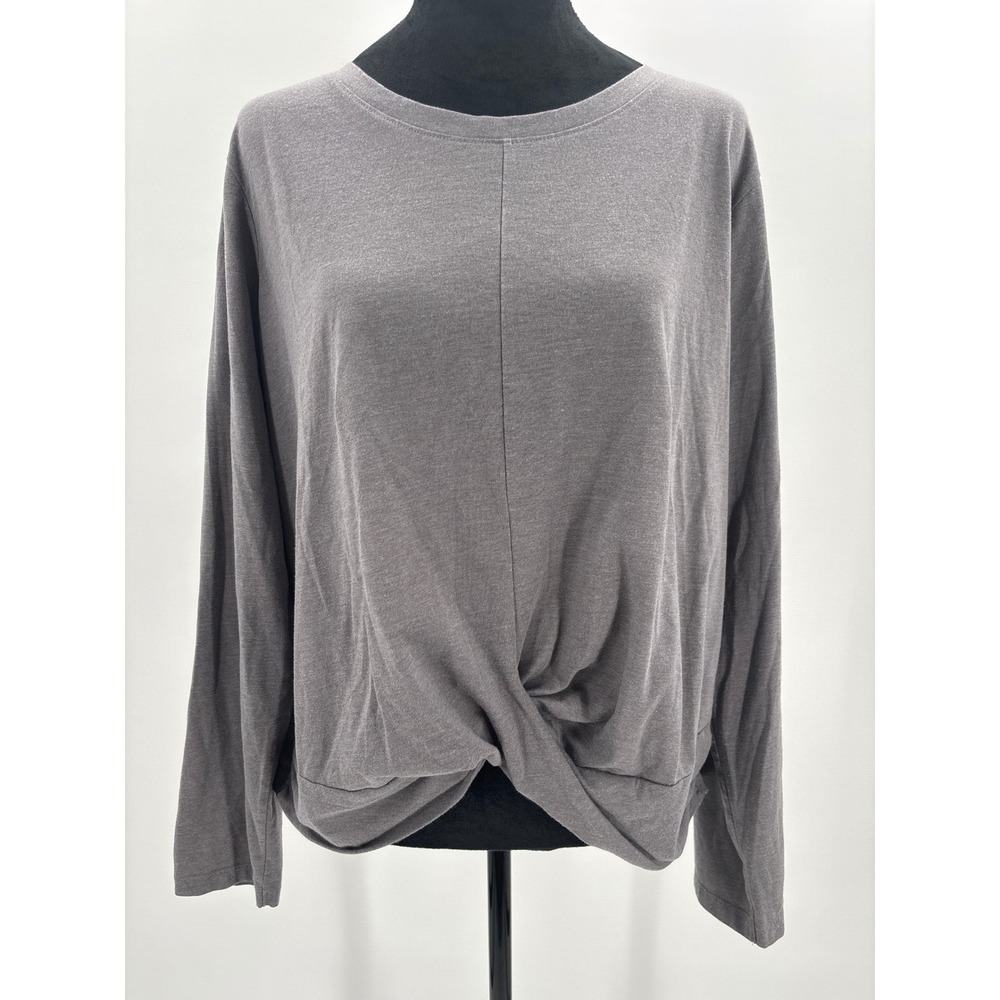 UpWest Womens Charcoal Gray Twist‎ Front Long Sleeve Top XL Cotton Blend